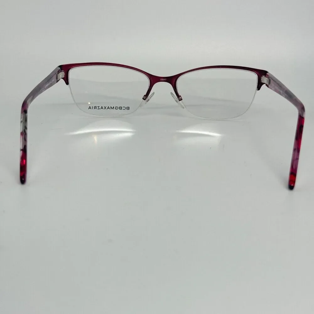BCBG Maxazria Cat Eye Half Rim Frame Eyeglasses Kana‎ Wine 53 17 135 H13468